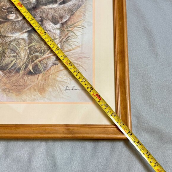 Vintage Ruane Manning Koala Bears Print: Rustic 1980s Wooden Framed 18" x 22" - Picture 12 of 12